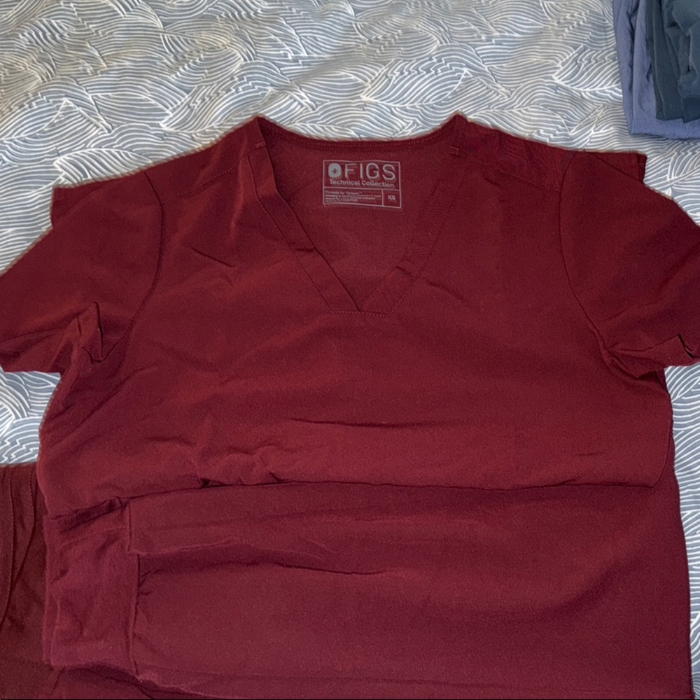 Figs Burgundy Scrub Top and Bottom